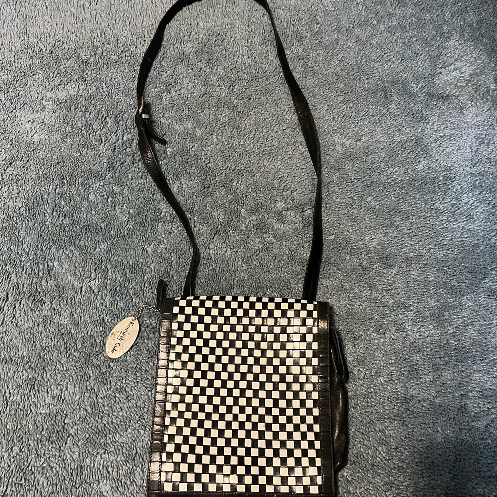 Kenneth Cole Checkered Black and White Crossbody Bag